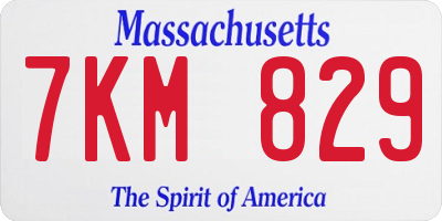 MA license plate 7KM829