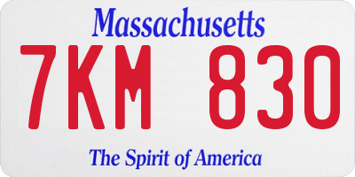 MA license plate 7KM830