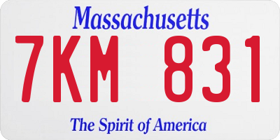 MA license plate 7KM831
