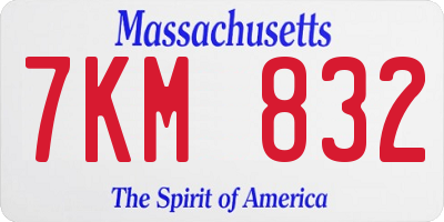MA license plate 7KM832