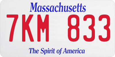 MA license plate 7KM833