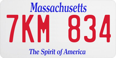 MA license plate 7KM834