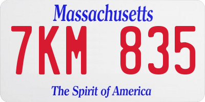MA license plate 7KM835
