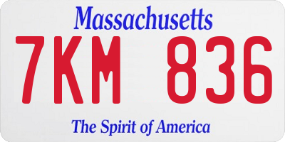 MA license plate 7KM836