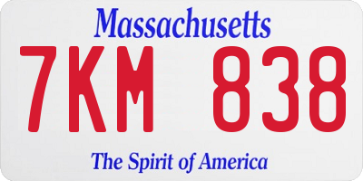 MA license plate 7KM838