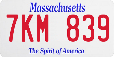 MA license plate 7KM839