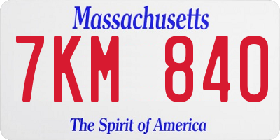 MA license plate 7KM840