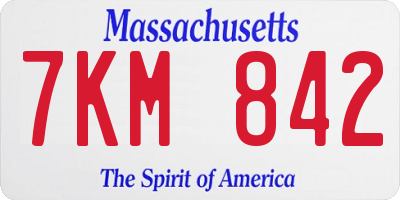MA license plate 7KM842