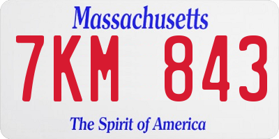 MA license plate 7KM843