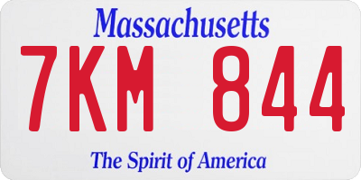 MA license plate 7KM844