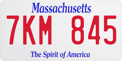 MA license plate 7KM845