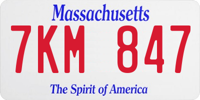 MA license plate 7KM847