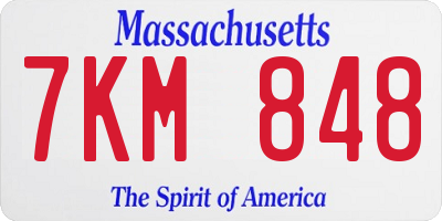 MA license plate 7KM848