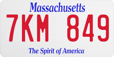 MA license plate 7KM849