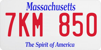 MA license plate 7KM850