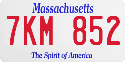 MA license plate 7KM852