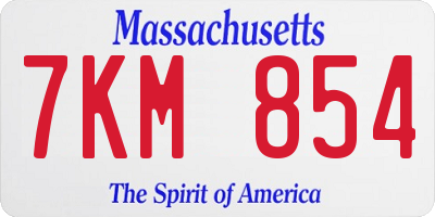 MA license plate 7KM854