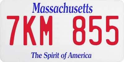 MA license plate 7KM855
