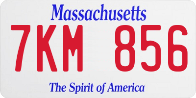 MA license plate 7KM856