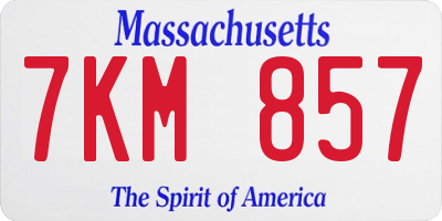 MA license plate 7KM857