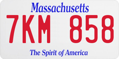 MA license plate 7KM858