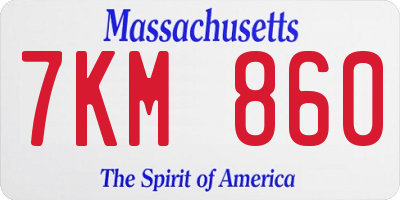 MA license plate 7KM860