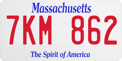 MA license plate 7KM862