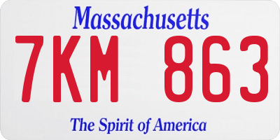 MA license plate 7KM863