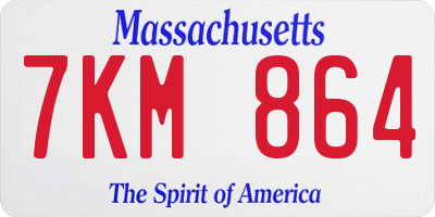 MA license plate 7KM864