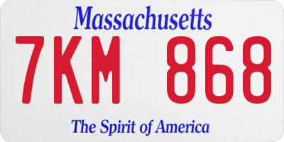 MA license plate 7KM868