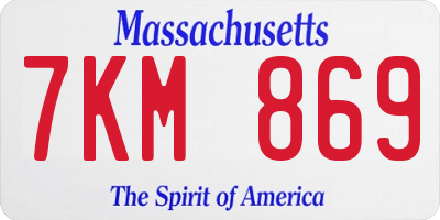 MA license plate 7KM869