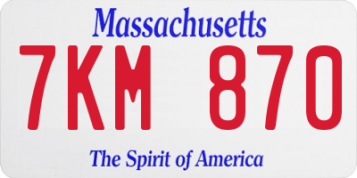 MA license plate 7KM870