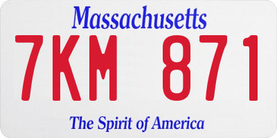 MA license plate 7KM871