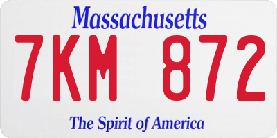 MA license plate 7KM872