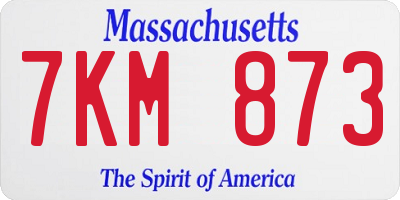 MA license plate 7KM873