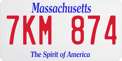 MA license plate 7KM874