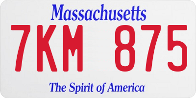 MA license plate 7KM875