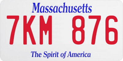 MA license plate 7KM876