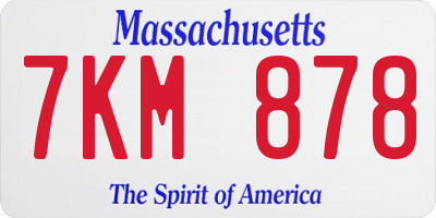 MA license plate 7KM878