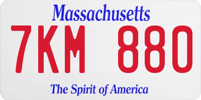 MA license plate 7KM880