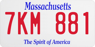 MA license plate 7KM881