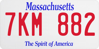 MA license plate 7KM882
