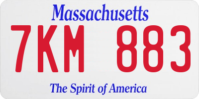MA license plate 7KM883