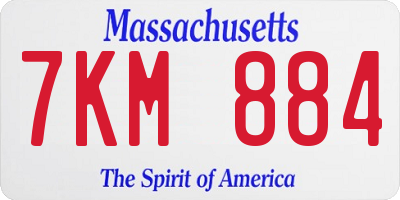 MA license plate 7KM884