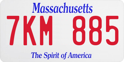 MA license plate 7KM885