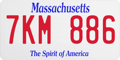 MA license plate 7KM886