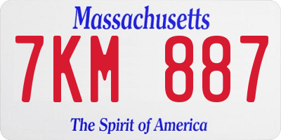 MA license plate 7KM887