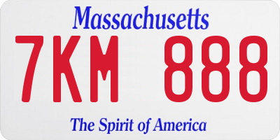 MA license plate 7KM888