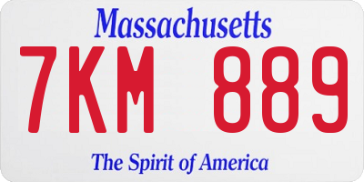 MA license plate 7KM889