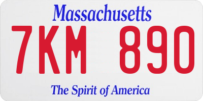 MA license plate 7KM890